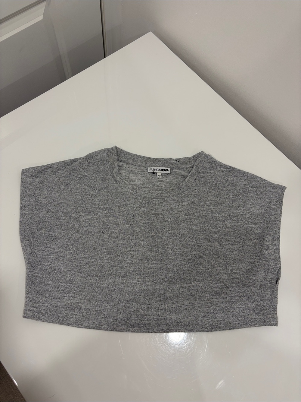 Fashion Nova Gray Ribbed Cropped Sweater Tank